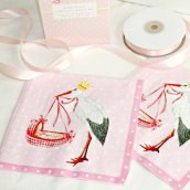 Serviettes papier Naissance rose - Lot de 20 serviettes