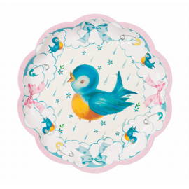 Assiettes baby shower birdy pastel