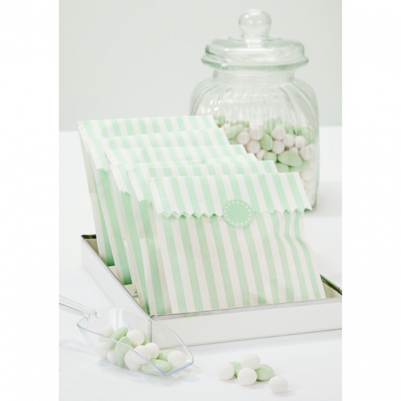 cadeau invité sachets confiserie rayures vert mint