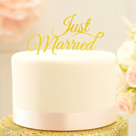Cake topper just married paillettes or