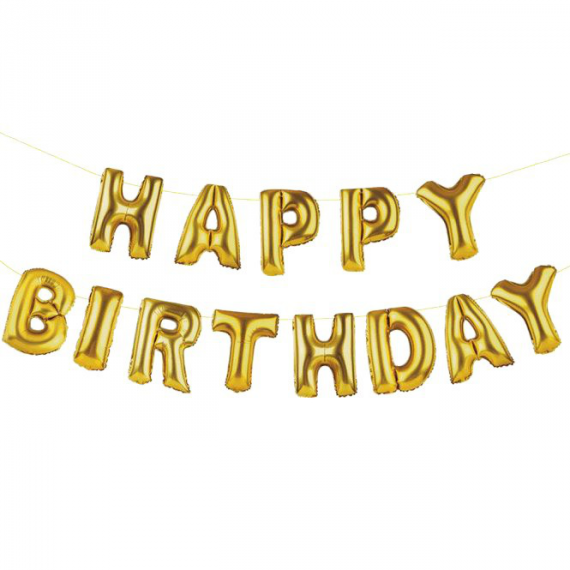 Guirlande lettres ballons or Happy birthday