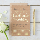 Cartons invitations mariage kraft et or - Lot de 10