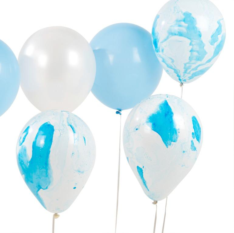 Ballons latex effet marbré bleu Décoration anniversaire fête
