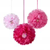Pompoms fleurs papier rose