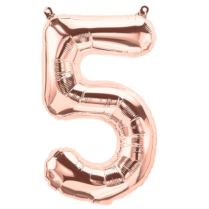 KatchOn, Ballons en forme de chiffre 5 or rose - Grand ballon en forme de  chiffre 5 avec confettis or rose - Grand ballon de 5 ans pour 5 ans 