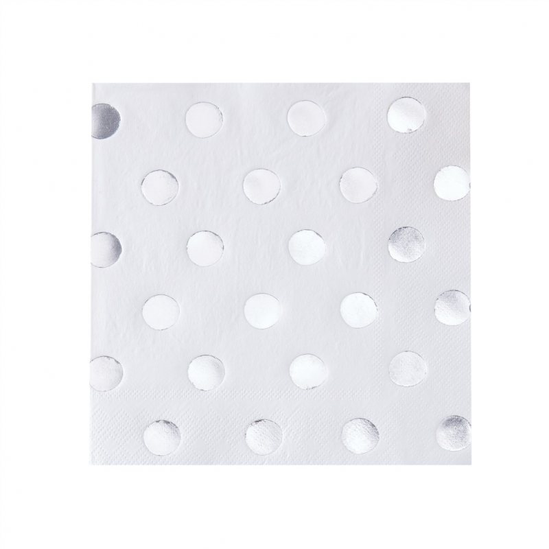 20 Petites serviettes en papier blanc à pois doré métallisé 25 x 25 cm -  Cdiscount Maison