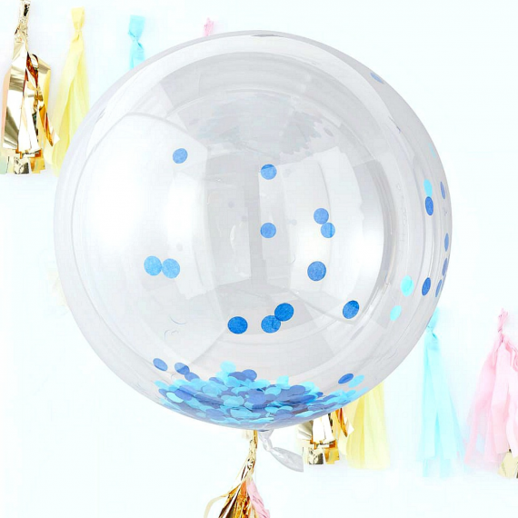 Ballons géants confettis bleus