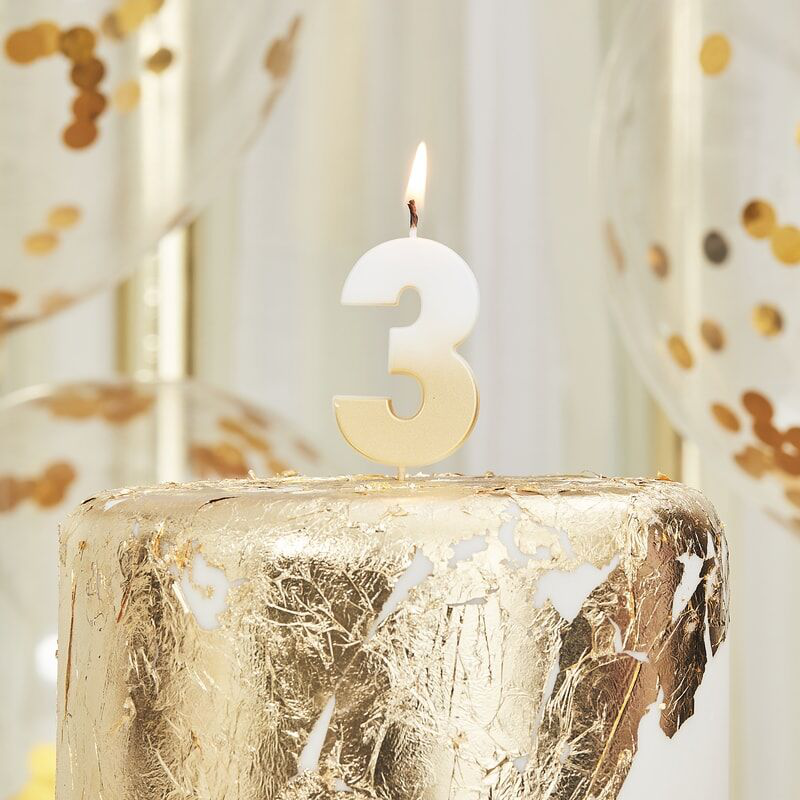 Bougie Chiffre 3 - Rose Pastel - Bougies d'Anniversaire - Décorations de  gâteaux
