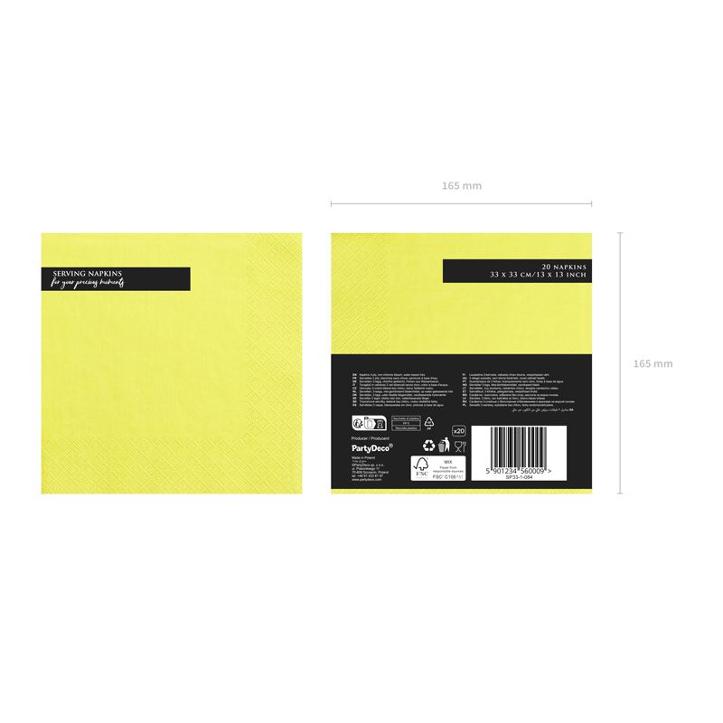 Serviette en papier recyclable, couleur jaune 38 cm - Laboutiquedujetable